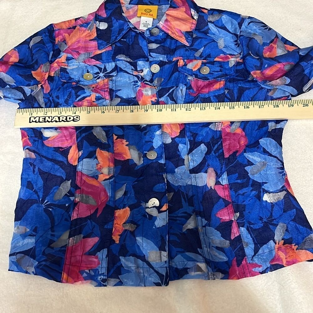 Ruby Rd Collared Sheer 3/4 Sleeve‎ Blouse Button Up Womens Size 6 - Picture 6 of 7